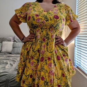 {SOLD} Floral Yellow Dress